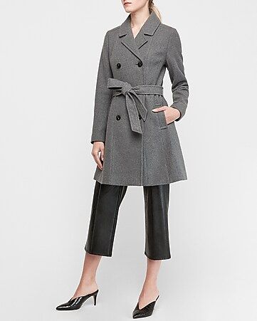 Belted Wool Blend Trench Coat | Express