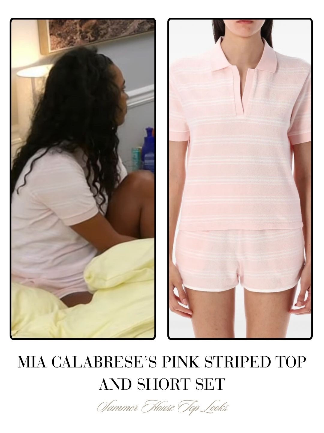Mia Calabrese’s Pink Striped Top and Short Set