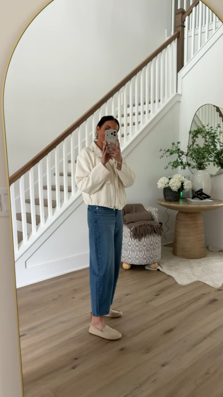 Target barrel leg jeans, target spring 2026, ivory bomber jacket, spring jacket, annabrstyle

#LTKOver40