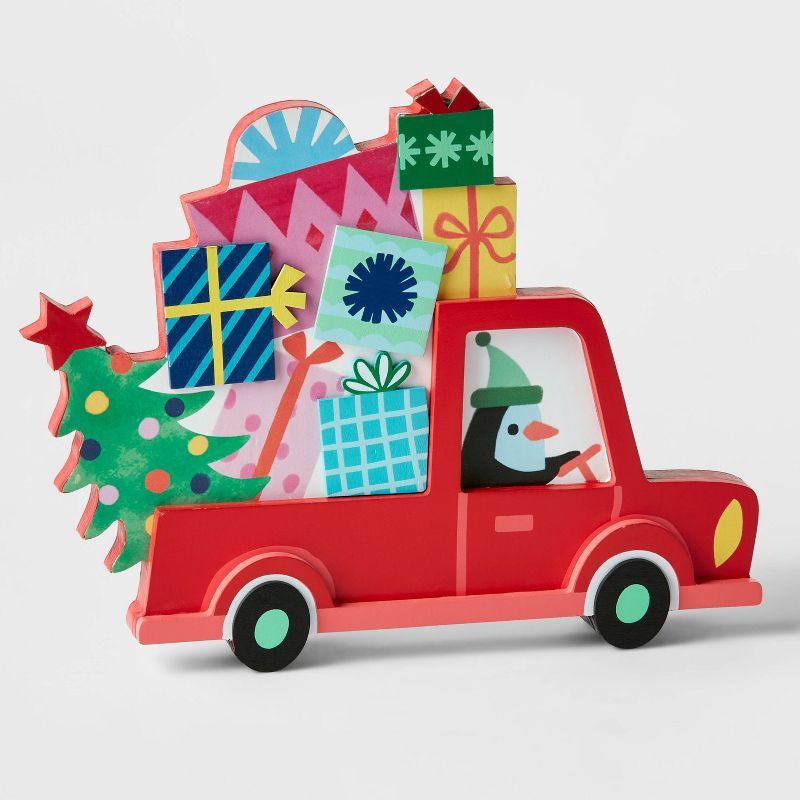 Decorative Wood Truck with Penguin &#38; Gifts - Wondershop&#8482; | Target