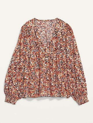Long-Sleeve V-Neck Floral-Print Poet Blouse for Women | Old Navy (US)