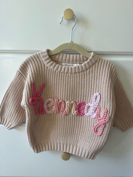 The most perfect personalized baby sweater for baby girl’s birth announcement 😍 I ordered 0-3 month size - you can customize color of the sweater and color of the yarn! Perfect gift for an expecting mama / baby shower 

#LTKbaby #LTKfindsunder100 #LTKbump