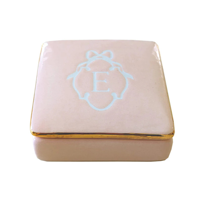 Bow Monogram Box with 22K Gold Accent | Ruby Clay Company