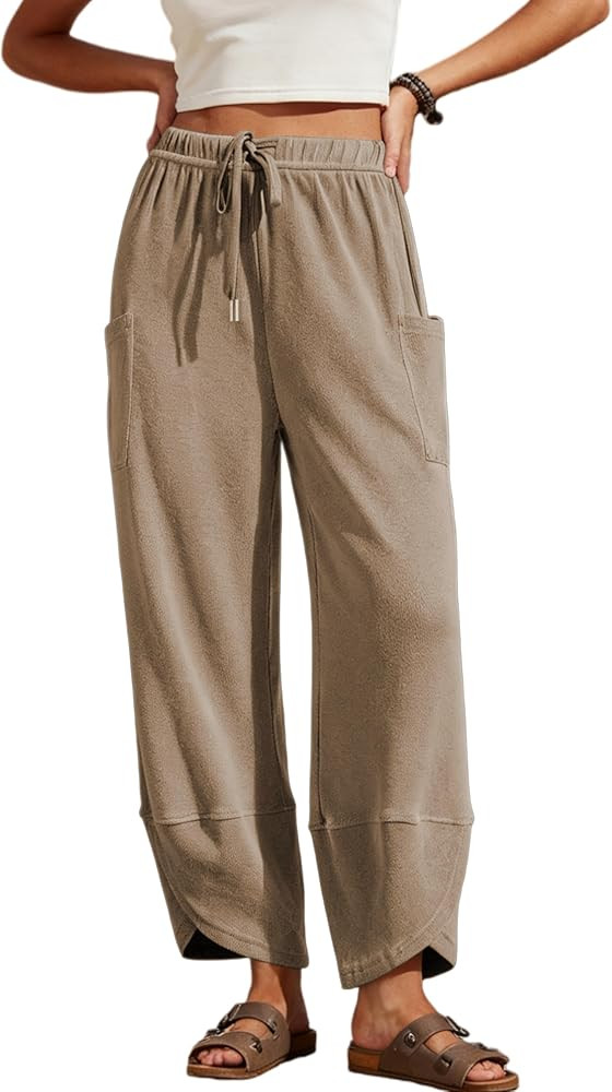 Xiaoxuemeng Womens Wide Leg Sweatpants Elastic Waist Baggy Harem Pants Drawstring Palazzo Sweatpa... | Amazon (US)