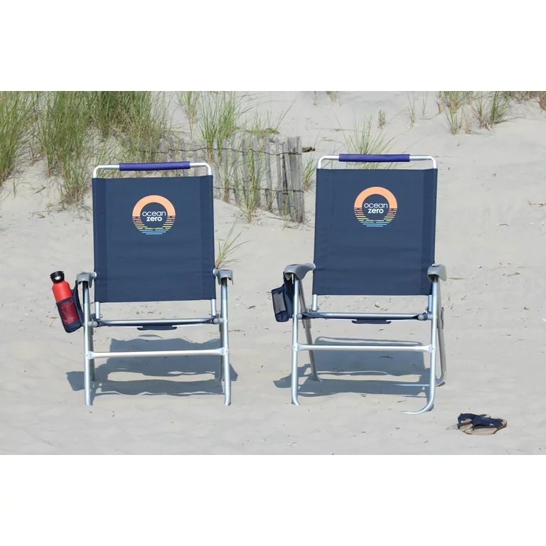 Set of 2. Blue, Ocean Zero, Tall Height Beach Chair, Blue | Walmart (US)