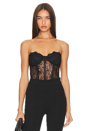 Gisela Bodysuit in Black & Nude | Revolve Clothing (Global)