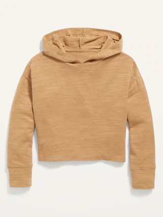 Slub-Knit Cropped Pullover Hoodie for Girls | Old Navy (US)