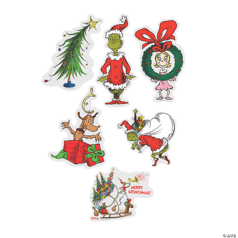 16 - 20" Jumbo Dr. Seuss™ The Grinch Paper Wall Cutouts - 6 Pc. | Oriental Trading Company