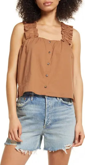 Ruffle Strap Cotton Tank Top | Nordstrom