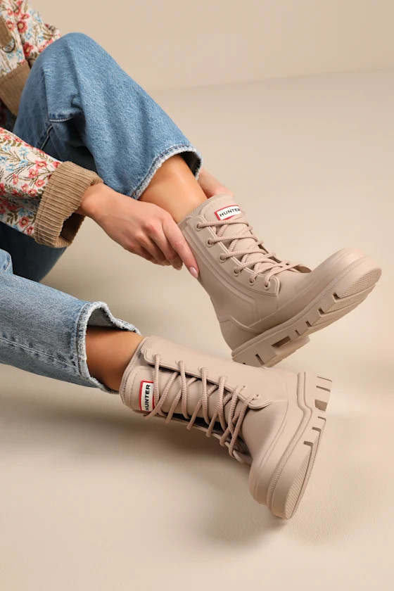 Diana Scots Bark Rubber Lace-Up Ankle Rainboots | Lulus