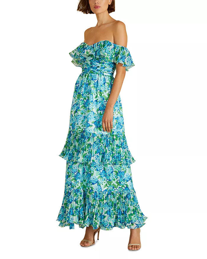 Pia Pleated Off the Shoulder Maxi Dress | Bloomingdale's (US)