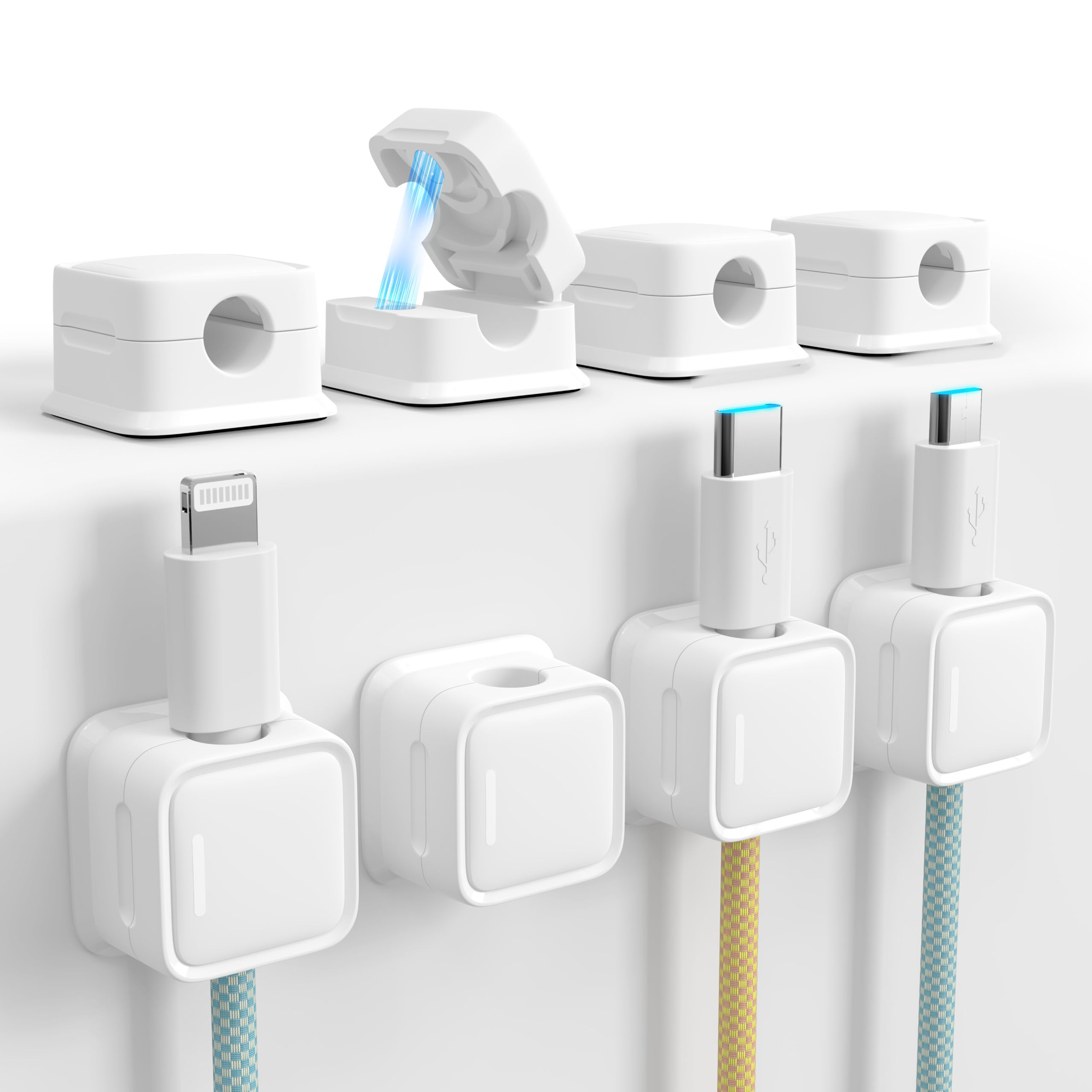 Cord Organizer Holder, 8 Pack Magnetic Desk Cable Clips Management, Hide Phone Charging Cable Kee... | Amazon (UK)