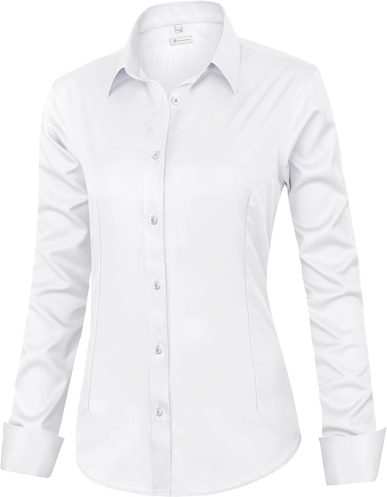siliteelon Womens Classic-Fit Dress Shirts Long Sleeve Button Down Wrinkle-Free Stretch Solid Cas... | Amazon (US)