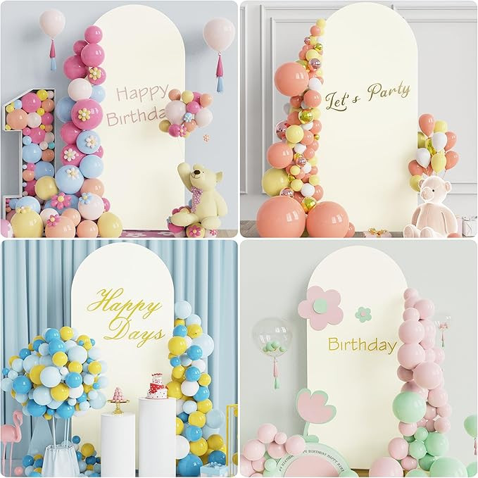 Putros 6ft Metal Arch Stand and Wedding Arch Cover Set Ivory Spandex Fitted Arch Cover with Round... | Amazon (US)