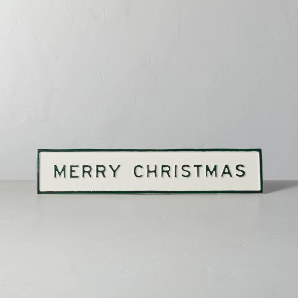 Merry Christmas Seasonal Sign Green/Cream - Hearth & Hand™ with Magnolia | Target