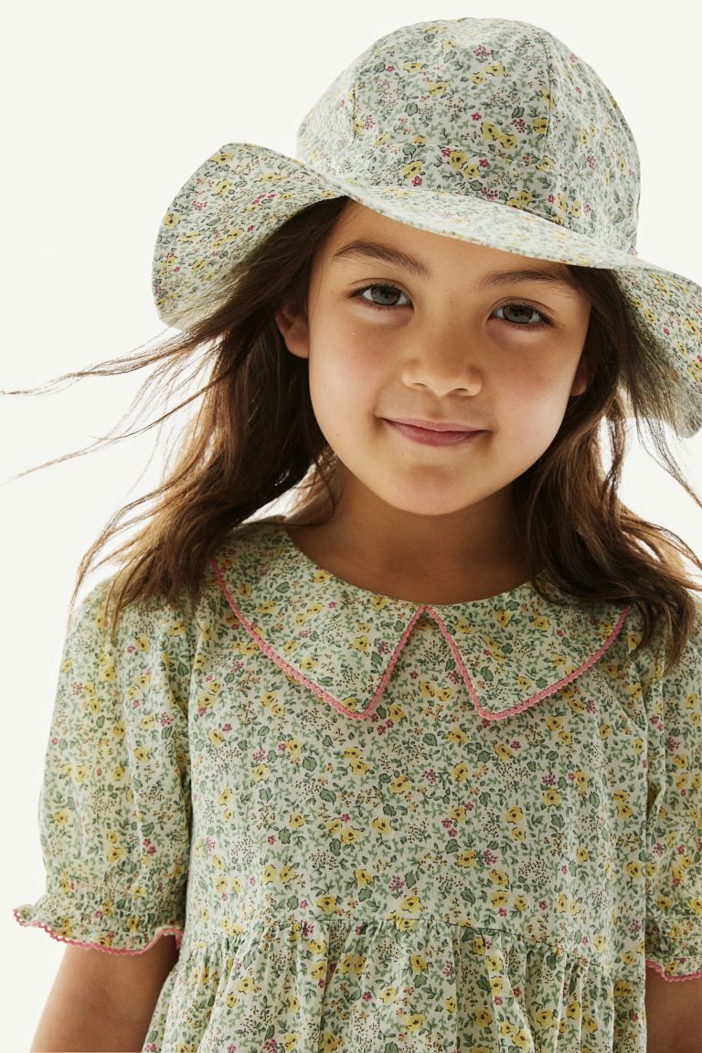 Floral-patterned Sun Hat - Light green/Floral - Kids | H&M US | H&M (US + CA)