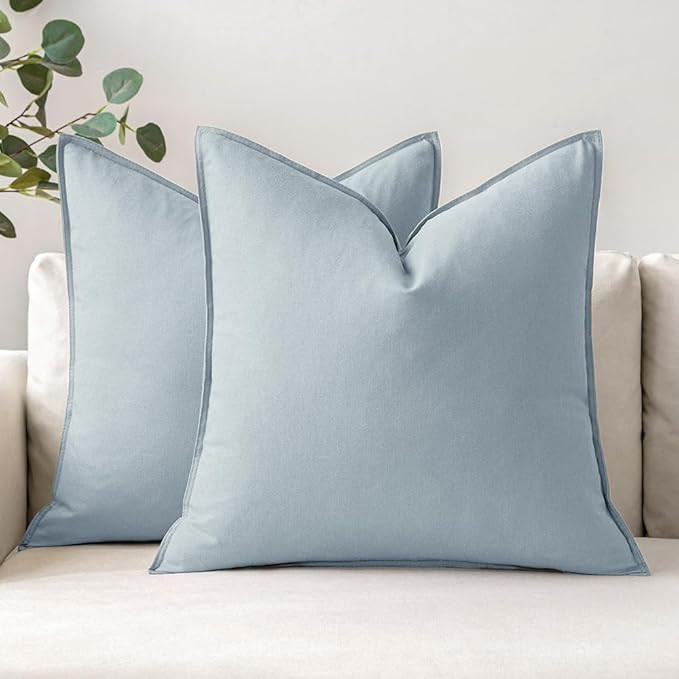 MIULEE Pack of 2 Light Blue Linen Pillow Covers 24x24 Inch Decorative Couch Throw Pillow Covers S... | Amazon (US)