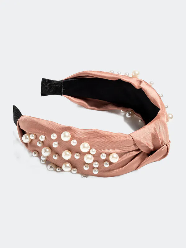 Shiraleah Knotted Pearl Embellished Headband, Blush - Red - ONE SIZE | Verishop