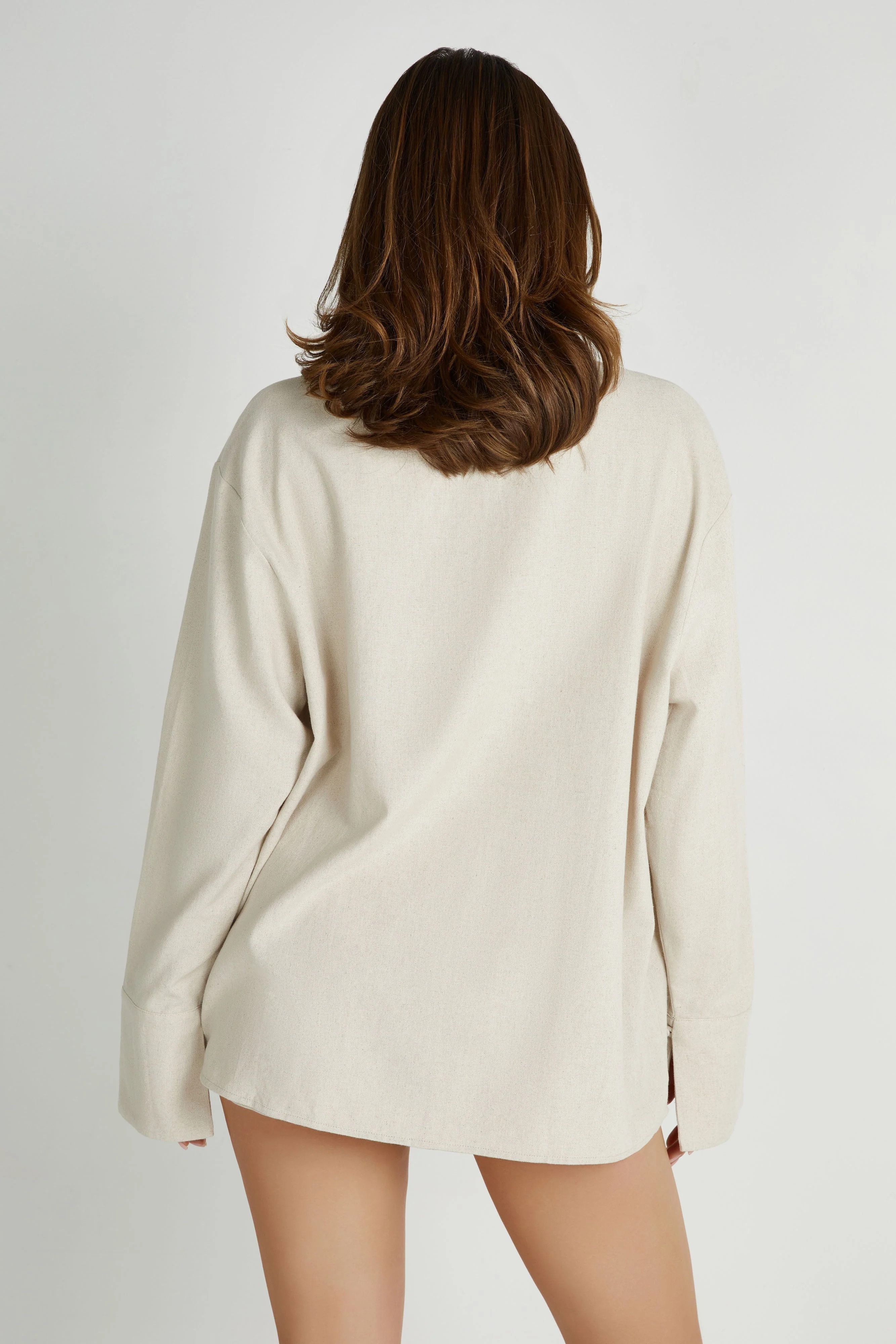 Tasha Oversized Linen Shirt - Natural | MESHKI US