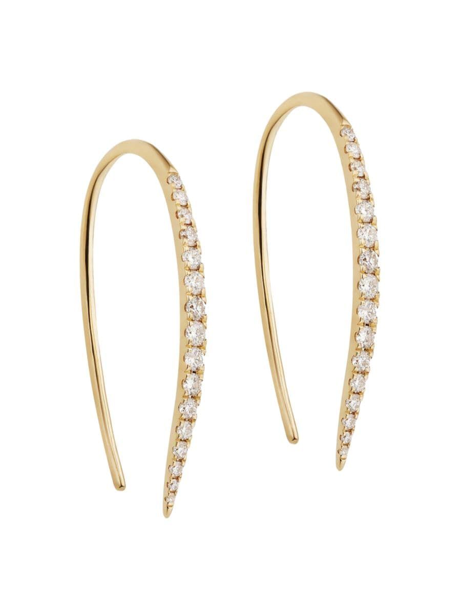Shop Oradina 14K Yellow Gold Tiara Diamond Threaders | Saks Fifth Avenue | Saks Fifth Avenue