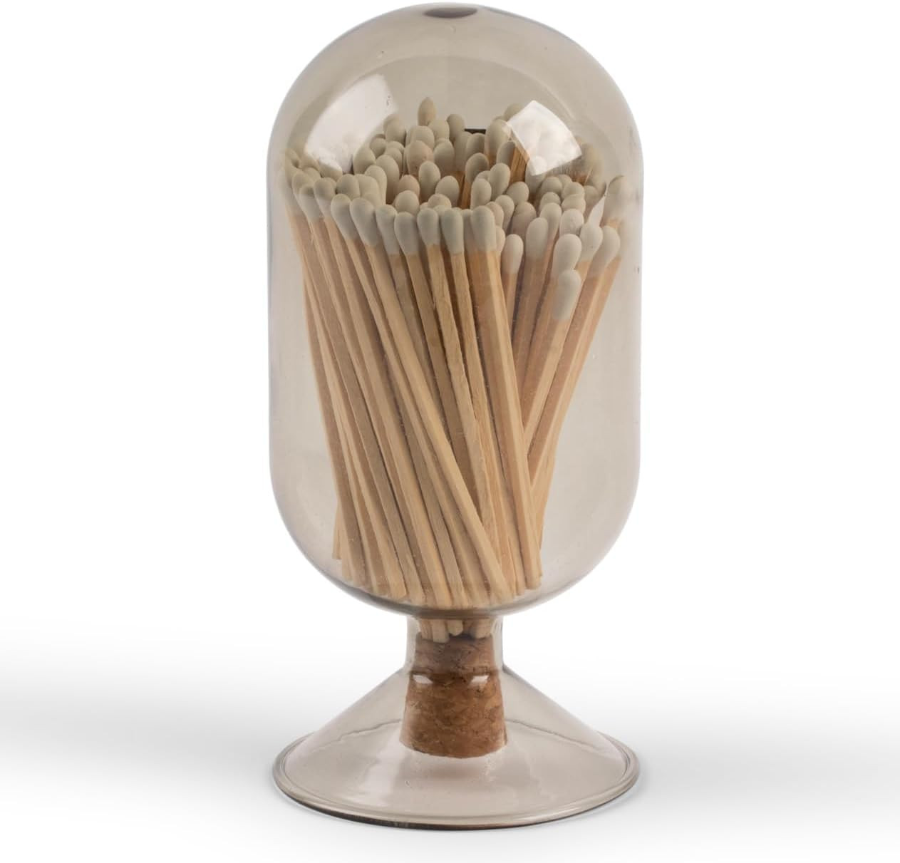 Premium Glass Match Cloche - Matches in a Jar with Striker. Great for Candles, Fireplace. Or Use Bottle for Bath Salts, Accessories. Includes Striker and Safety Matches (White) | Amazon (US)