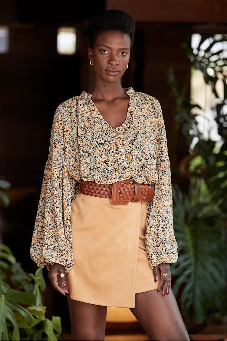 Season of Blooms Cream Multi Floral Print Balloon Sleeve Top | Lulus (US)