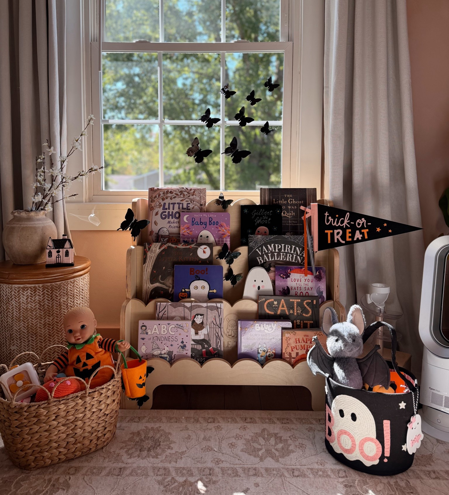 Our girls spooky shelves 👻🦇🦋 she loves her babydoll sooo much & this little basket for her baby! She uses as her own purse 🤣 cutest thing ever  

#LTKKids #LTKSeasonal #LTKHalloween
