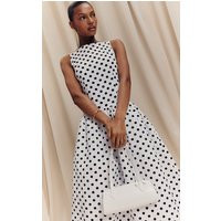 Monochrome Polka Dot Printed Dropped Waist Midaxi Dress | PrettyLittleThing UK