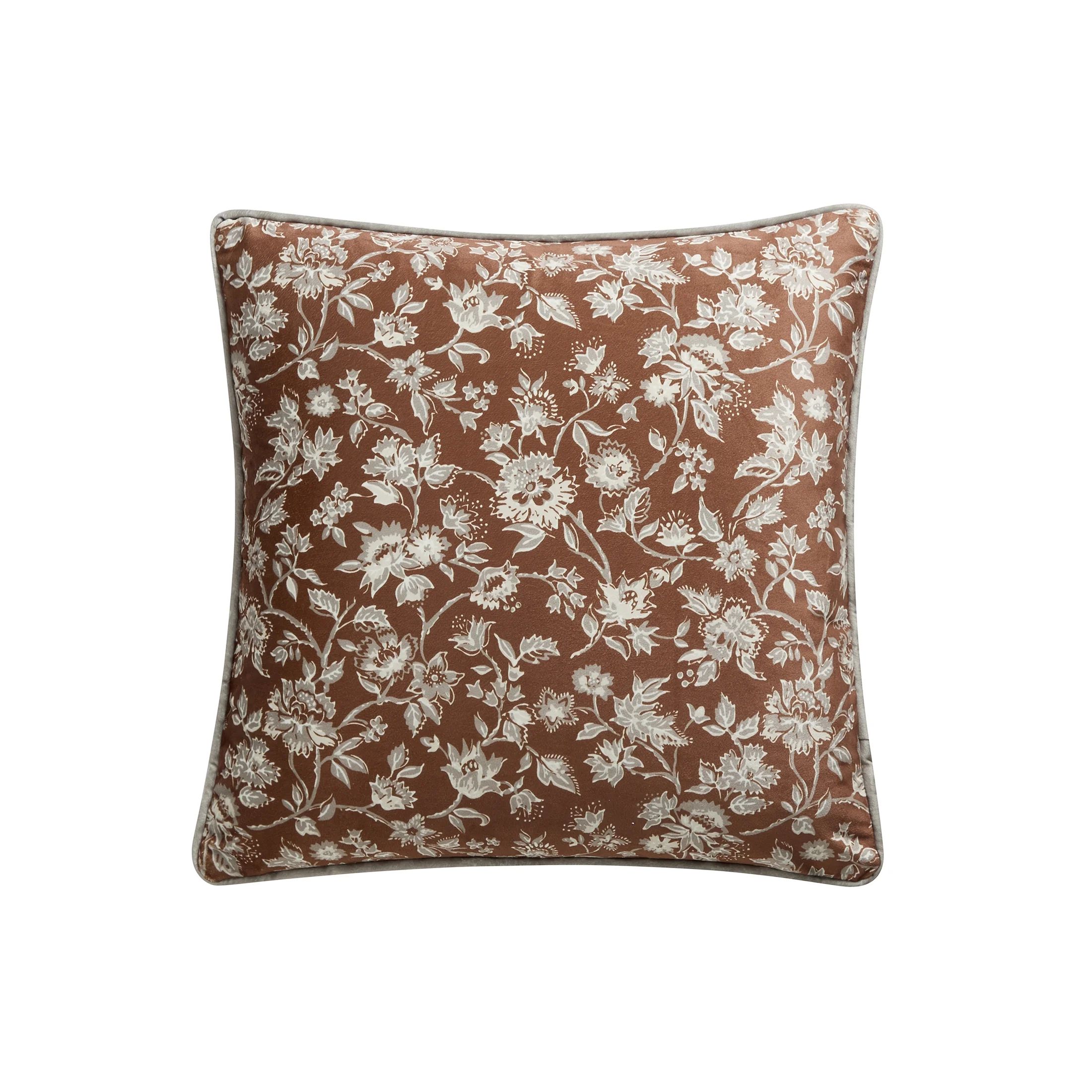 My Texas House 18" x 18" Stacy Ginger Velvet Floral Decorative Pillow Cover | Walmart (US)