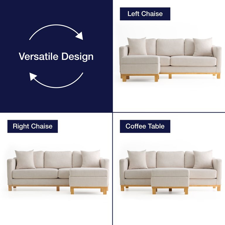 Gap Home Upholstered Wood Base Sofa and Ottoman, Oat | Walmart (US)