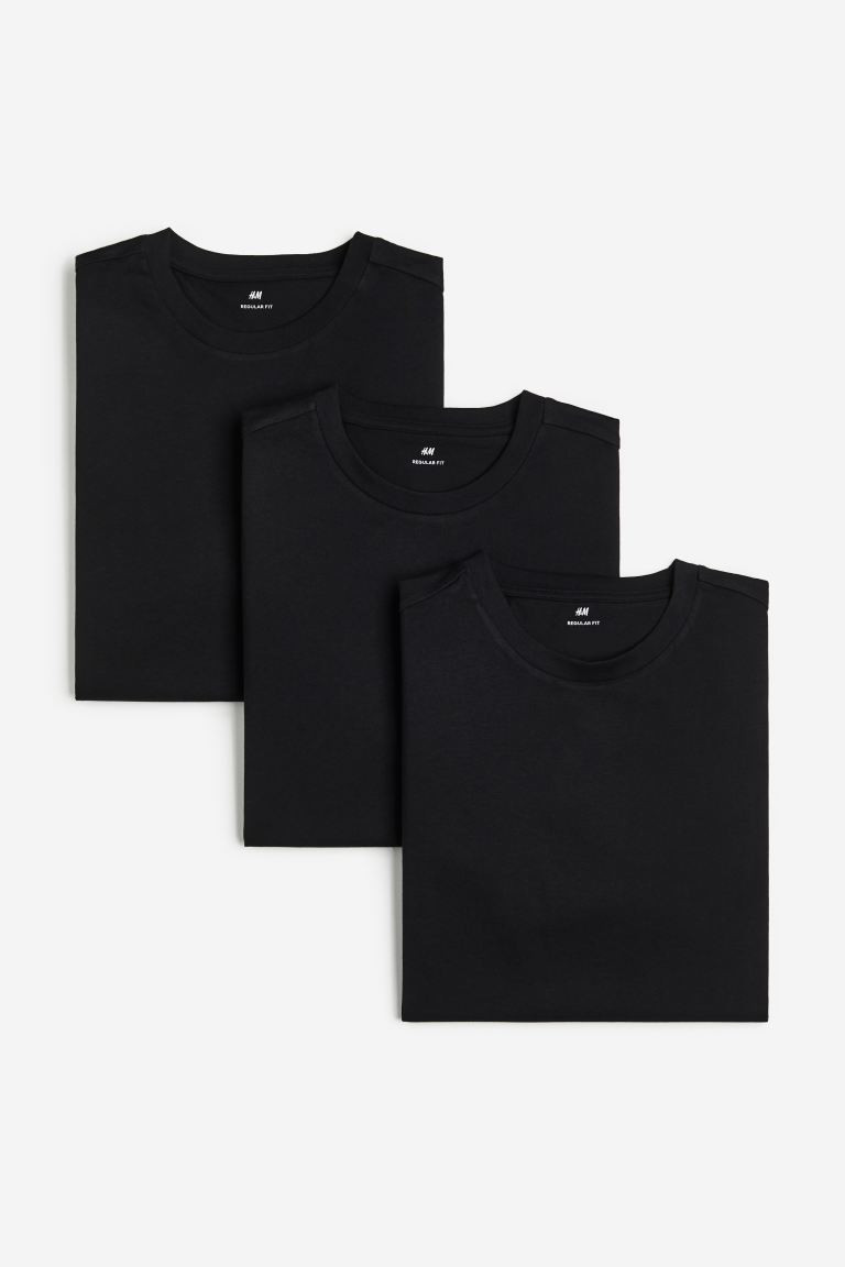 3er-Pack T-Shirts mit Rundausschnitt Regular Fit | H&M (DE, AT, CH, NL, FI)