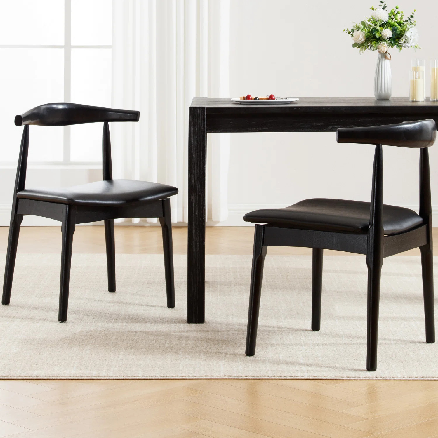 George Oliver Modern Upholstered Dining Chairs With Backrest, With Solid Wood Frame, For Dining R... | Wayfair North America