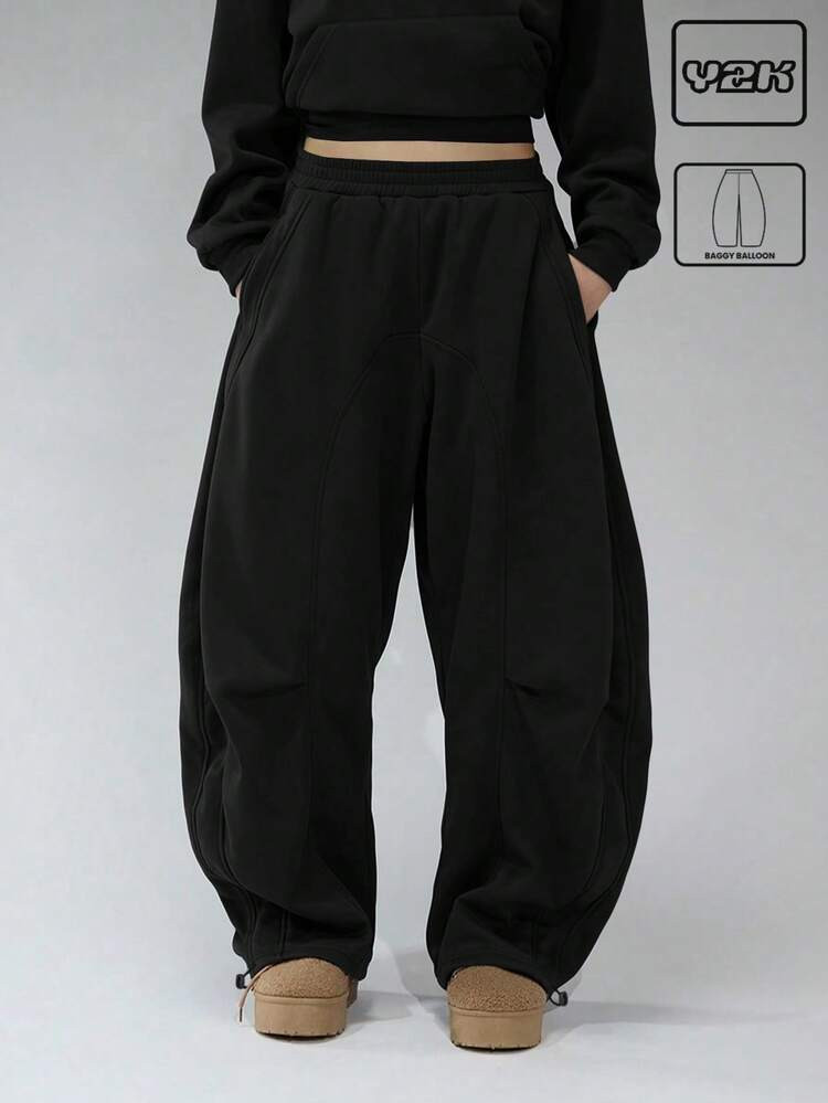 COUREZ Low Rise Baggy Balloon Joggers With Pleated Knees /Y2K Spring For Women Wide Leg Pants Woman Sweatpants For Woman Going Out Summer For Women Summer Bottoms Festival Concert Spring For Women | SHEIN