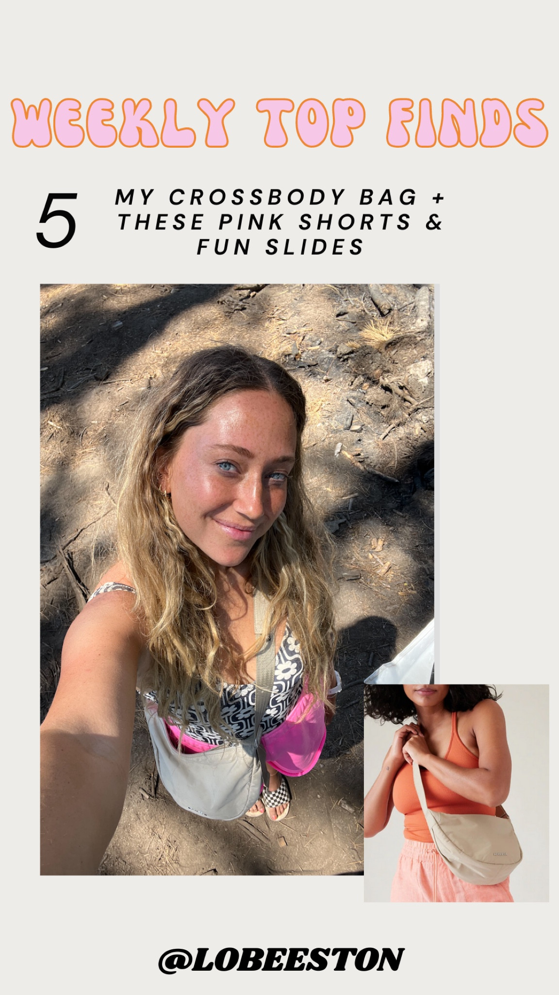 My crossbody bag + my fav pink shorts and fun slides  