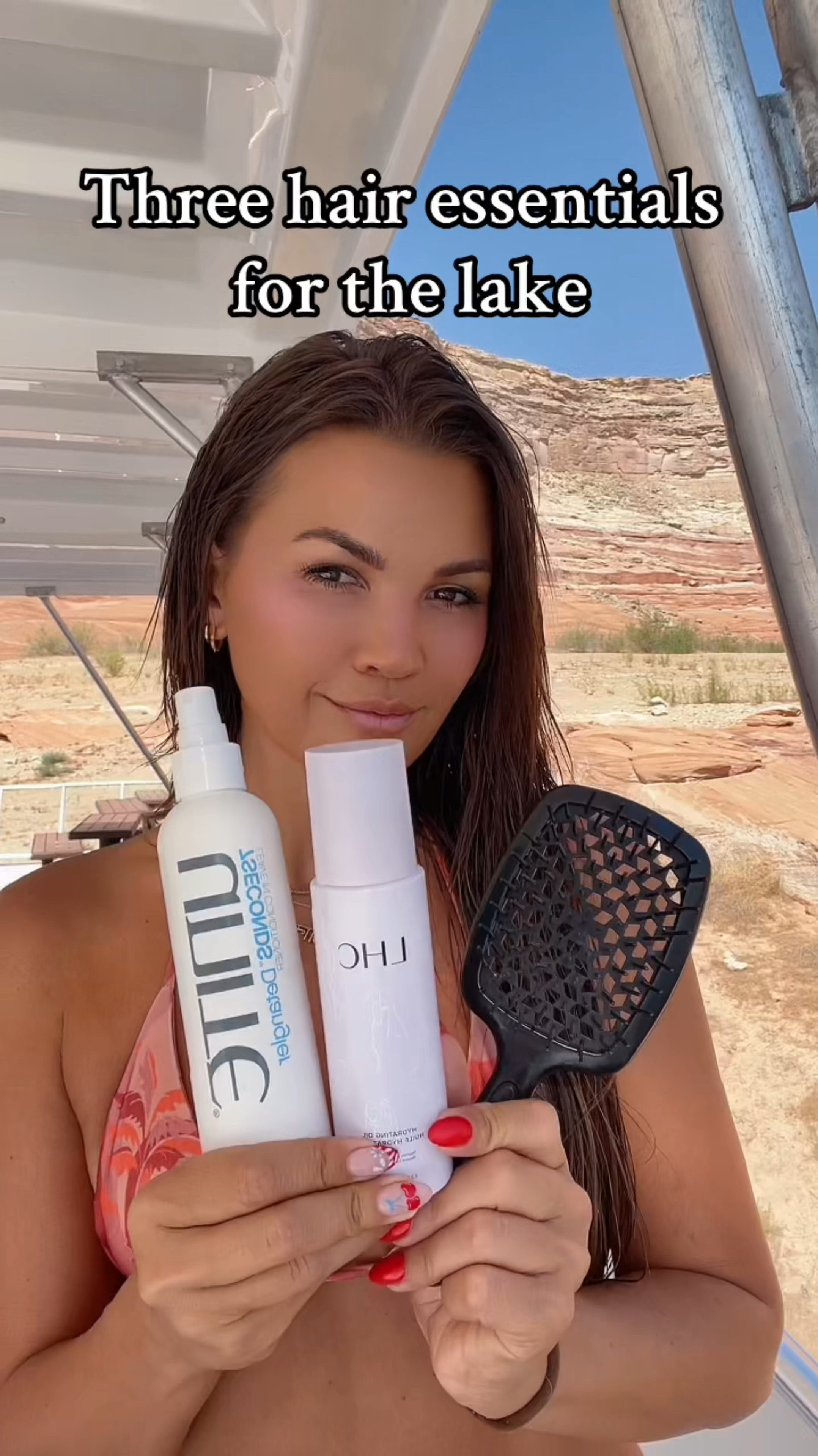 Hair Products I always take to the lake: 
1. Unite 7Seconds Detangler
2. Rock & Ruddle Shower Brush - linked in my bio on IG under Rock and Ruddle 
3. Laced Hair Care Hydrating Oil



#LTKBeauty #LTKFindsUnder50