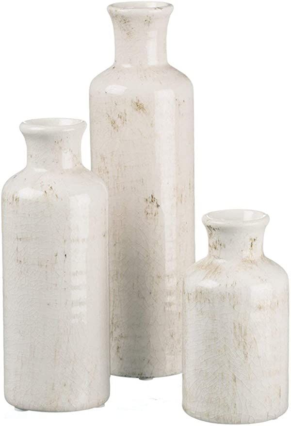 Sullivans Small White Vase Set (Ceramic), Rustic Home Decor, Distressed White, Set of 3 Vases (CM... | Amazon (US)