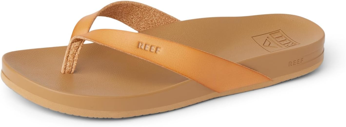REEF Cushion Court Womens Sandal | Flip Flops, Vegan Leather Straps, Arch Support, Lightweight & ... | Amazon (US)