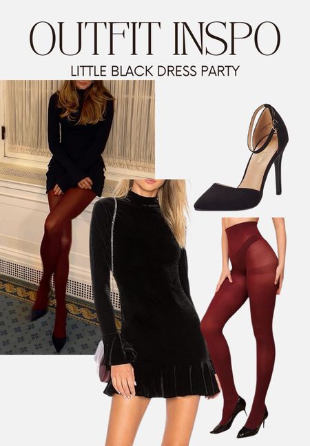 Sheer red tights are trending right now and this mini dress with the pointed toe pumps are the perfect combination for NYE 

#LTKHoliday #LTKSeasonal #LTKstyletip