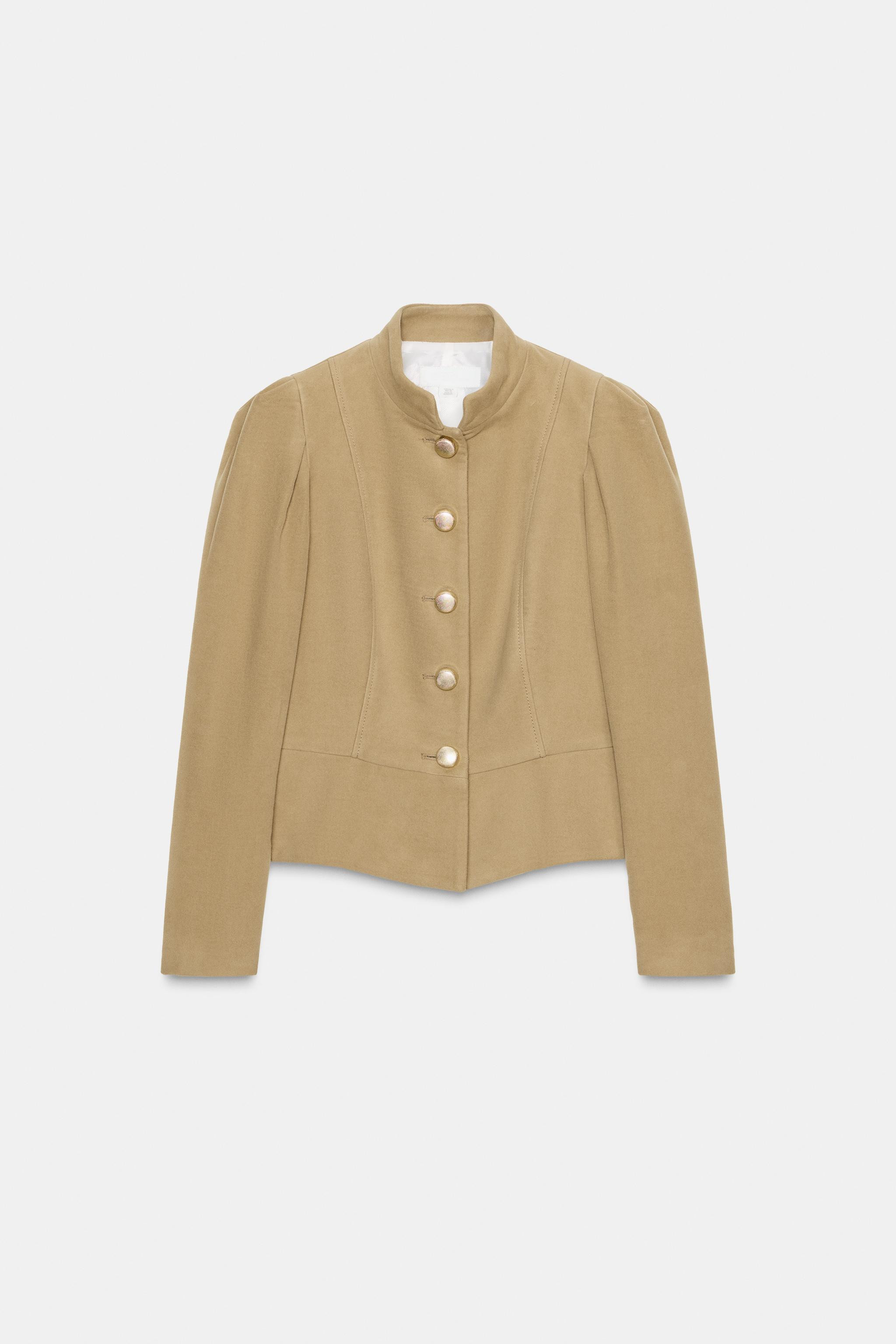 JACKE AUS WILDLEDERIMITAT MIT GEBAUSCHTER SCHULTER | Zara DE