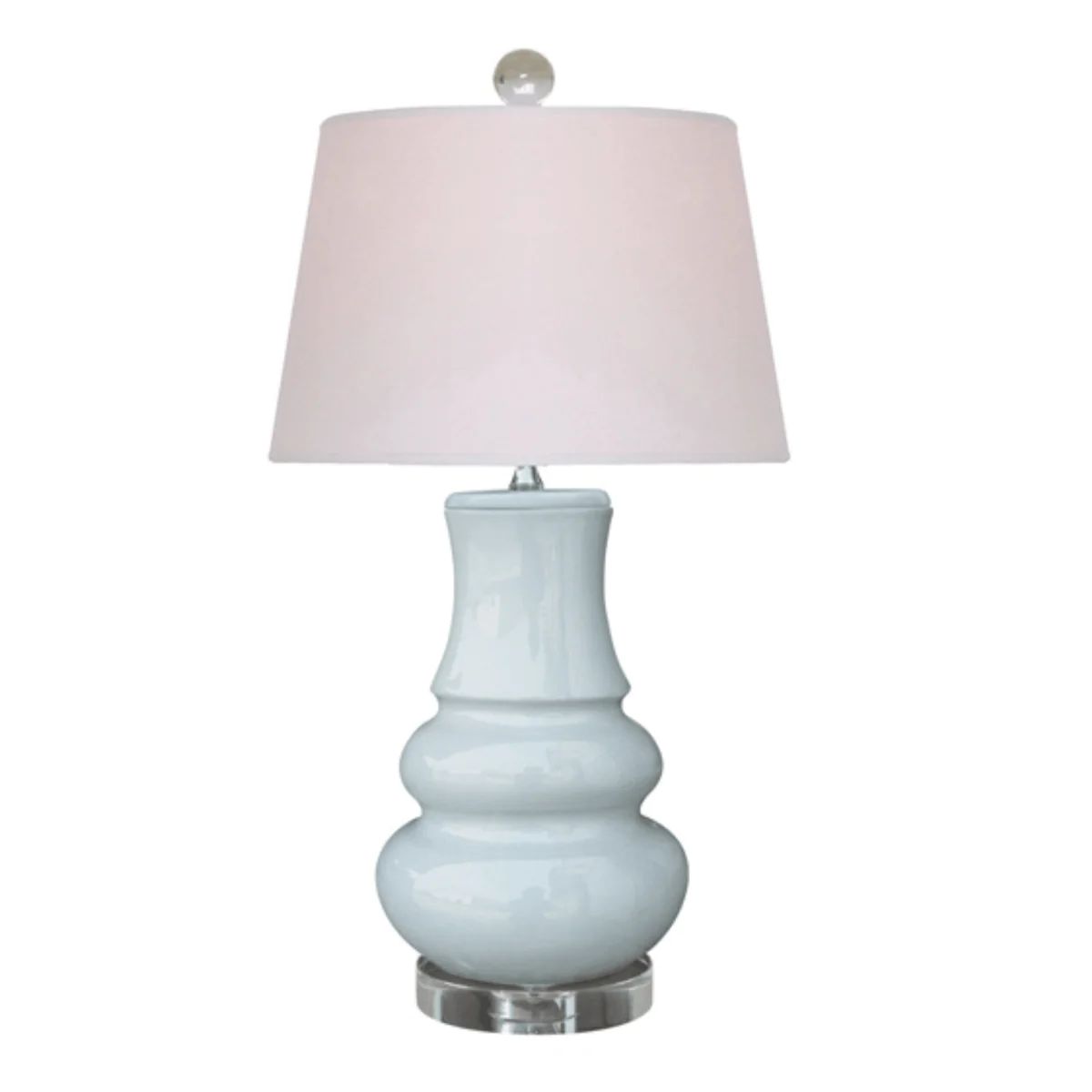 Palladian Blue Porcelain Oval Lamp With Crystal Base | The Well Appointed House, LLC