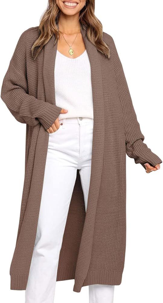 Women's Oversized Slouchy Knit Chunky Open Front Sweater Coat with Pockets | Amazon (US)