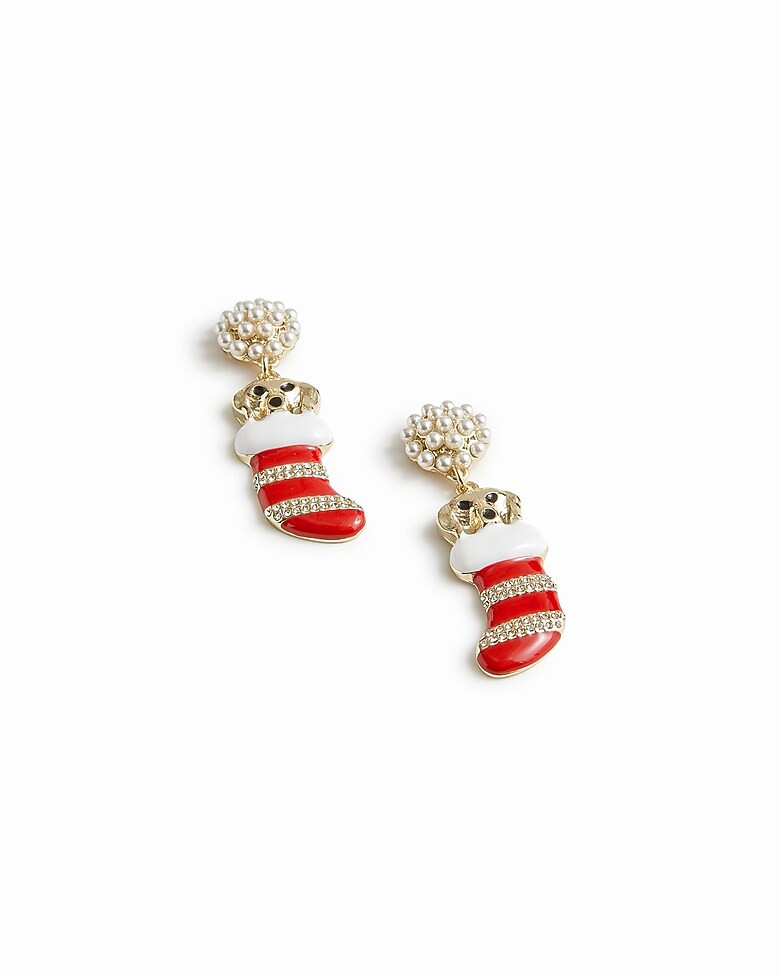 Dogs in stockings statement earrings | J.Crew Factory