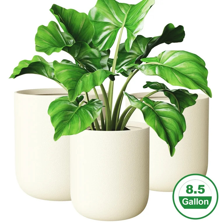 FOUKUS Set of 3 Plastic Tall Planter: 13/11.4/9.8 inch Large Plant Pot with Drainage Hole Indoor ... | Walmart (US)