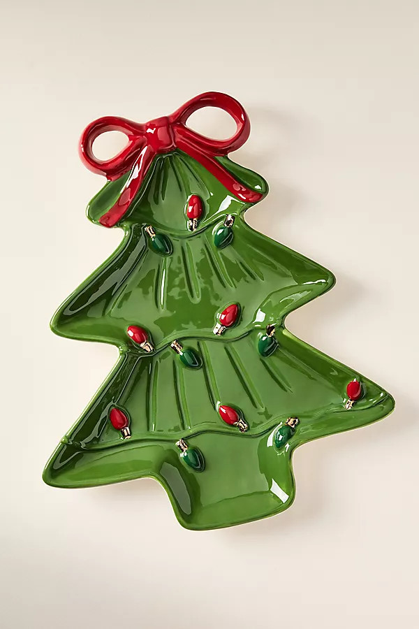 Festive Tree Stoneware Platter | Anthropologie (US)