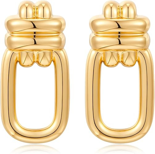 MUYAN Chunky Thick Earrings for Women,Gold Silver Polished Earrings Lightweight Everyday Jewelry | Amazon (US)