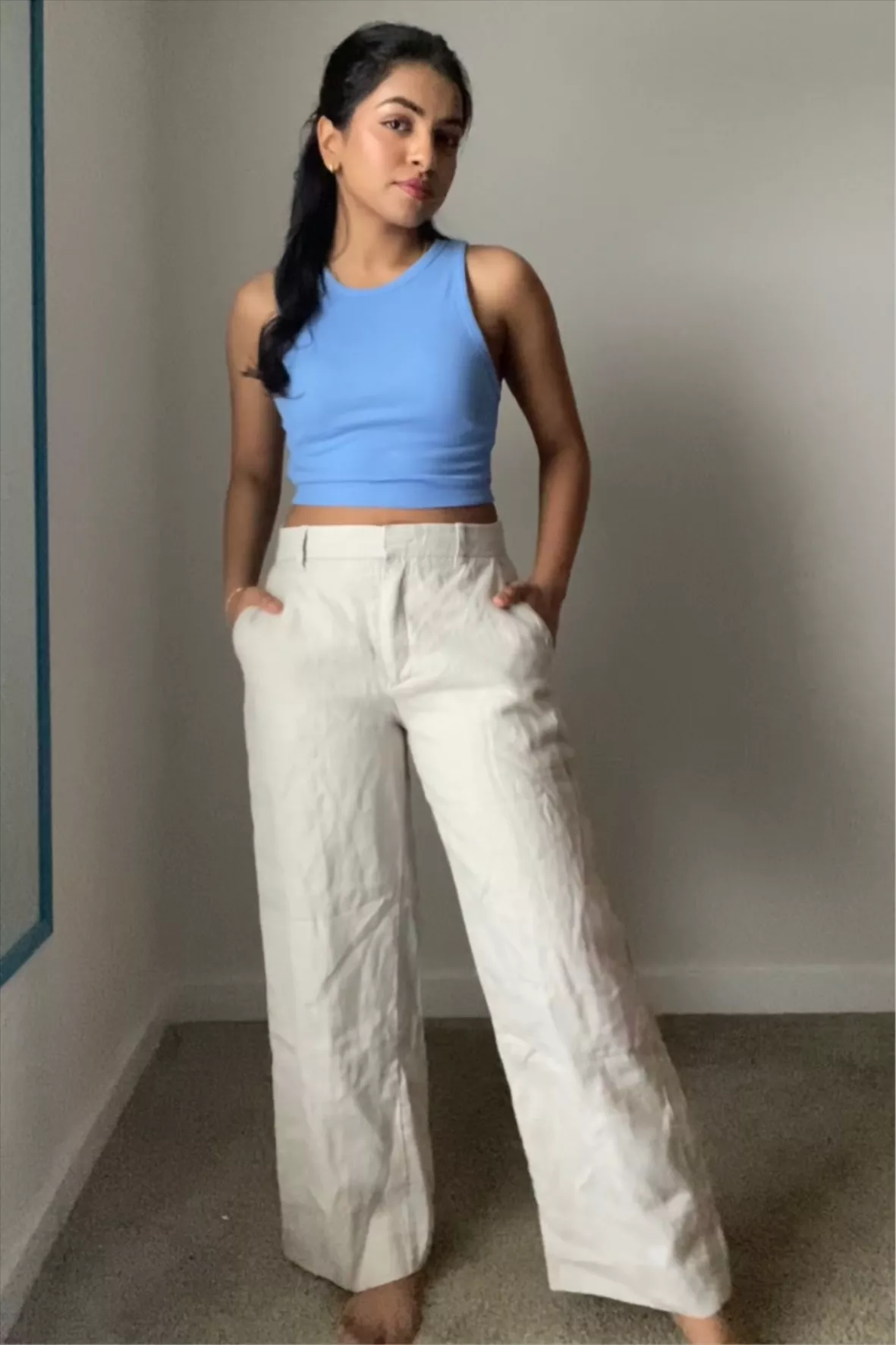 casual outfits  Linen pants outfit, Linen trousers outfit, Summer