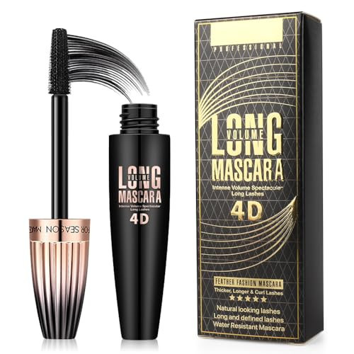 4D Silk Fiber Lash Mascara, Waterproof Long Lasting Mascara Black Volume and Length Natural, Exquisitely Full, Lengthening Thickening Softer Fuller Lashes Amplify Smudge-Proof Eyelash Mascaras,1 Pack | Amazon (US)