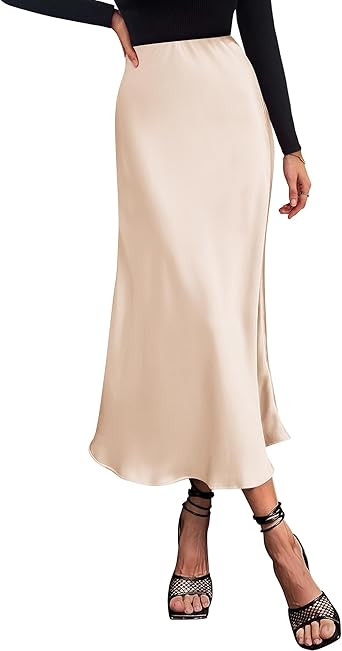 BTFBM 2026 Womens Spring Summer Long Satin Skirt Silk Elegant High Waist Cocktail Party Wedding F... | Amazon (US)
