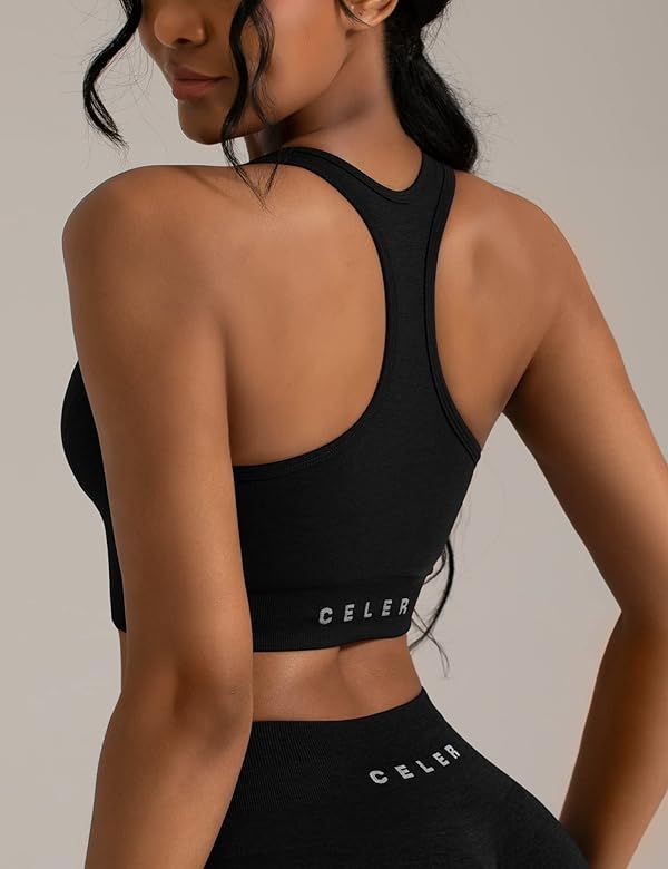 CELER Sports Bras for Women Racerback Chemistry Seamless Workout Yoga Gym Fitness Bra with Remova... | Amazon (US)