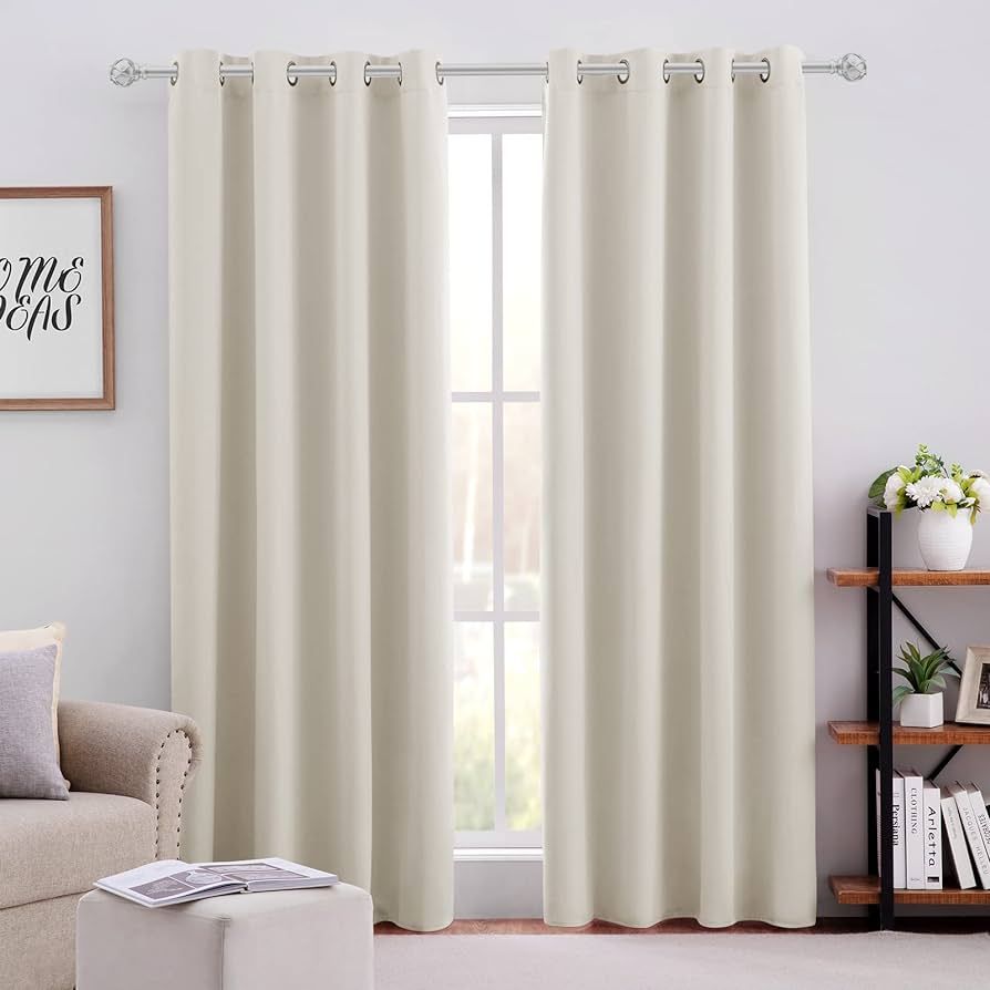 HOMEIDEAS Cream Beige Blackout Curtains for Bedroom 52 X 84 Inch Length 2 Panels Set Room Darkeni... | Amazon (US)